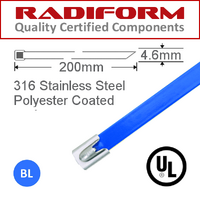 200 x 4.6mm 316 Ties Coated Blue Pk100