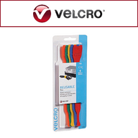 Velcro One Wrap Cable Tie 25mm x 200mm Rainbow Pk5