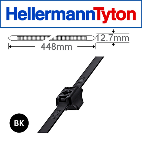 488mm x 12.7mm Stud Fixing Nylon Tie Black Pk50