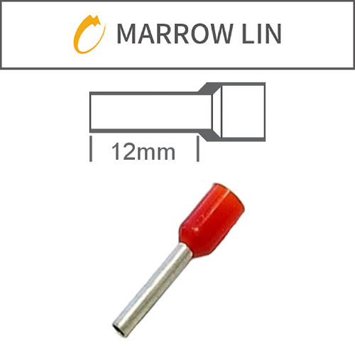 1.0mm² Bootlace Pins 12mm Lgth Red Pk100