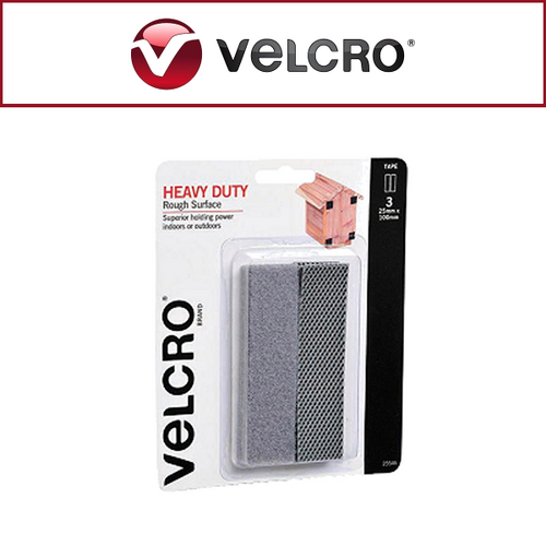 Velcro Rough Surface Stick On Tape 25 x 100mm Grey