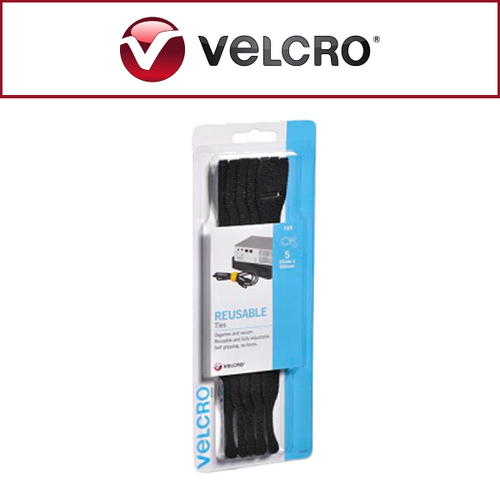 Velcro One Wrap Cable Tie 25mm x 200mm Black Pk5